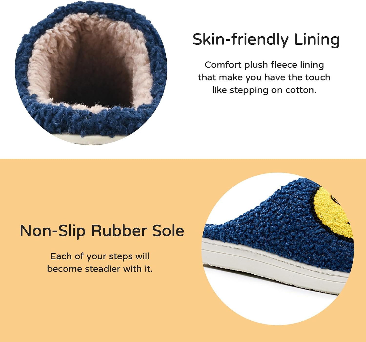 Cute Smile Face Kids' Plush Happy Face Slippers - Non-Slip, Warm, Indoor/Outdoor