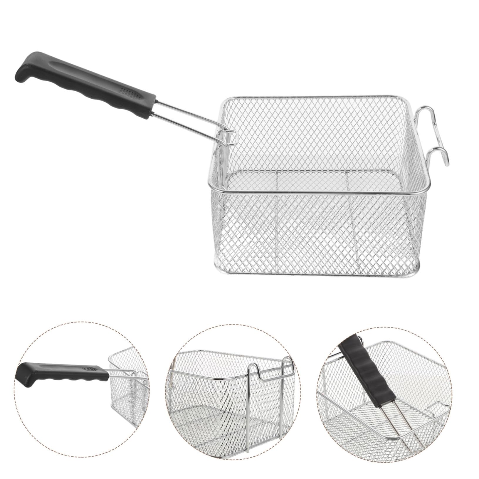 TOPBATHY per Frittura in Acciaio Inossidabile da 3 Pezzi con Manico Antiscivolo di Qualità da Ristorante Facile da Usare per Patatine Fritte E Snack di Pollo.
