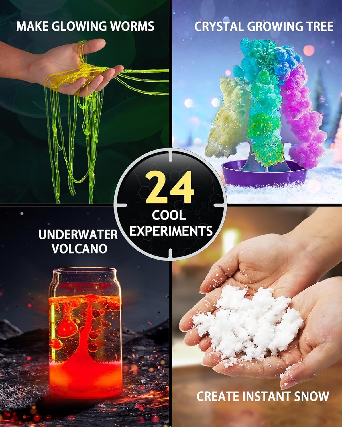 Calendario de Adviento 2024 para niños, calendario de cuenta regresiva de Navidad, kit científico con 24 experimentos geniales, calendario de Adviento de juguete STEM, regalos de Navidad