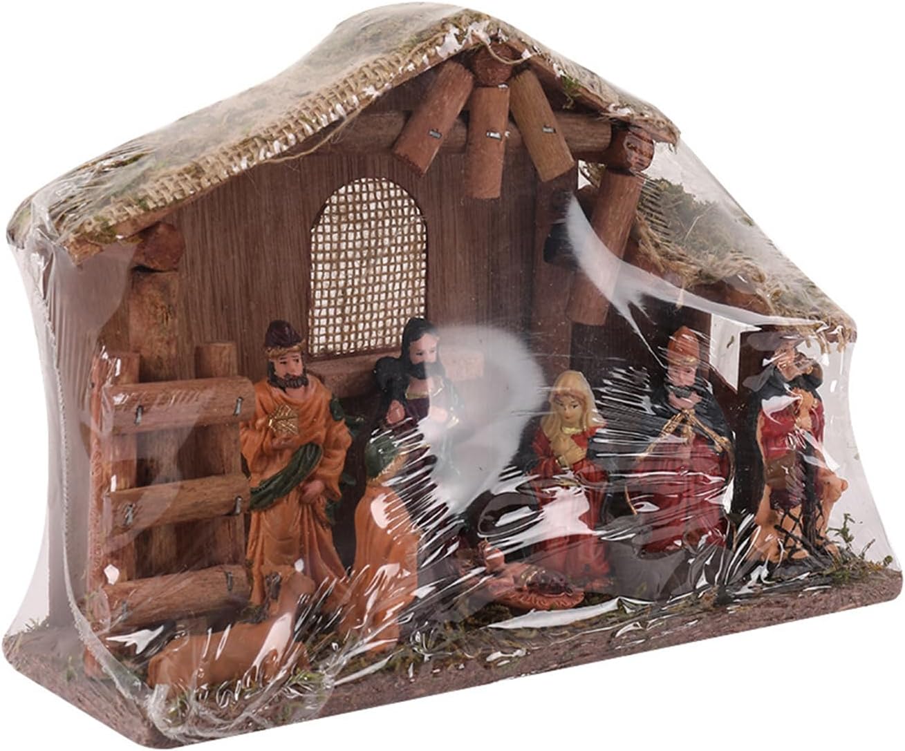 Resin Nativity Figurines Xmases Natvity Scene Statues Tabletop Ornament Resin Manger Holy Family Sculptures Home Decors Christmas Nativity Figurines