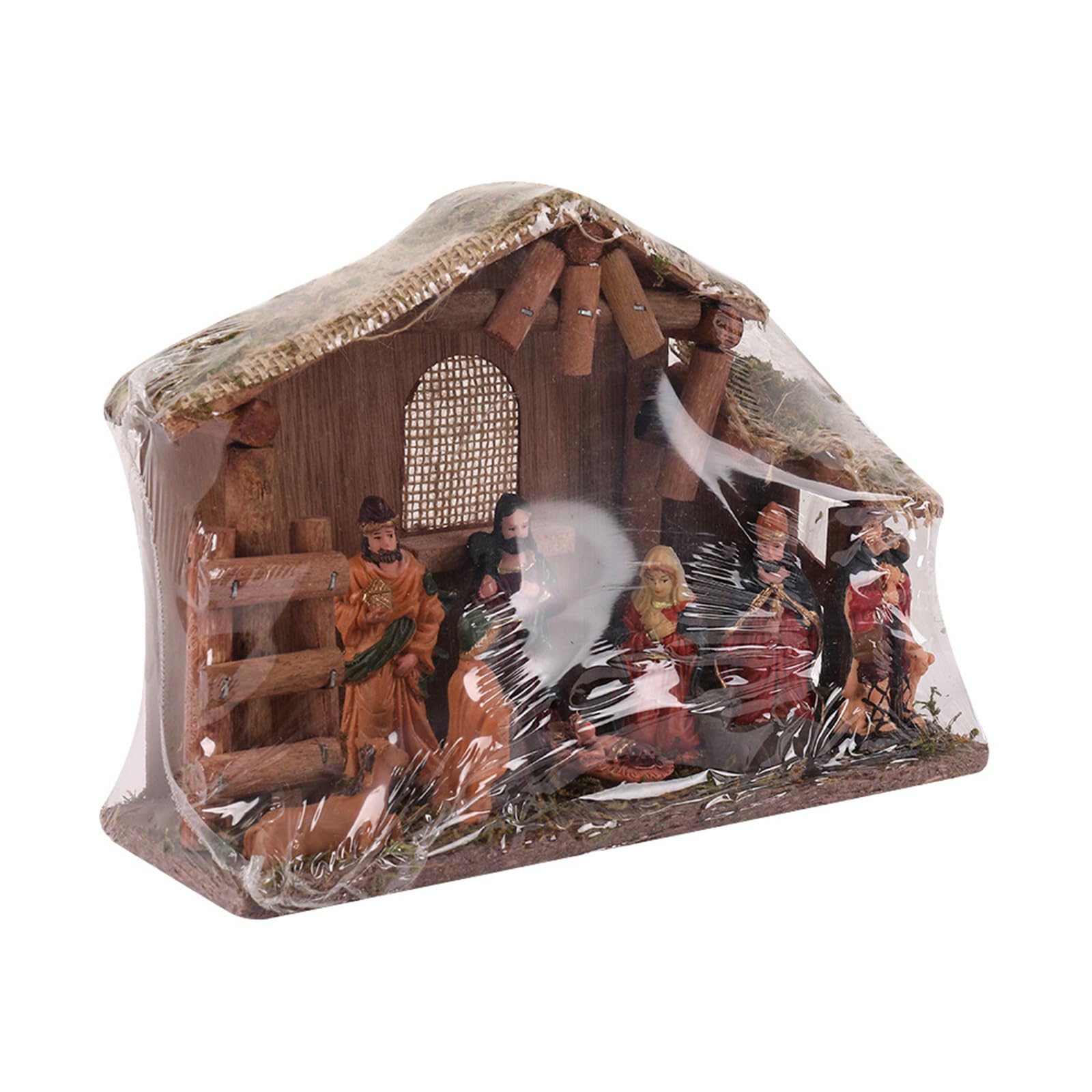 Presepe di Natale Figurine Scena In Resina Statua Con Stabile Sacra Famiglia Statua Centrotavola Decori Casa Scene Di Natale Sculture