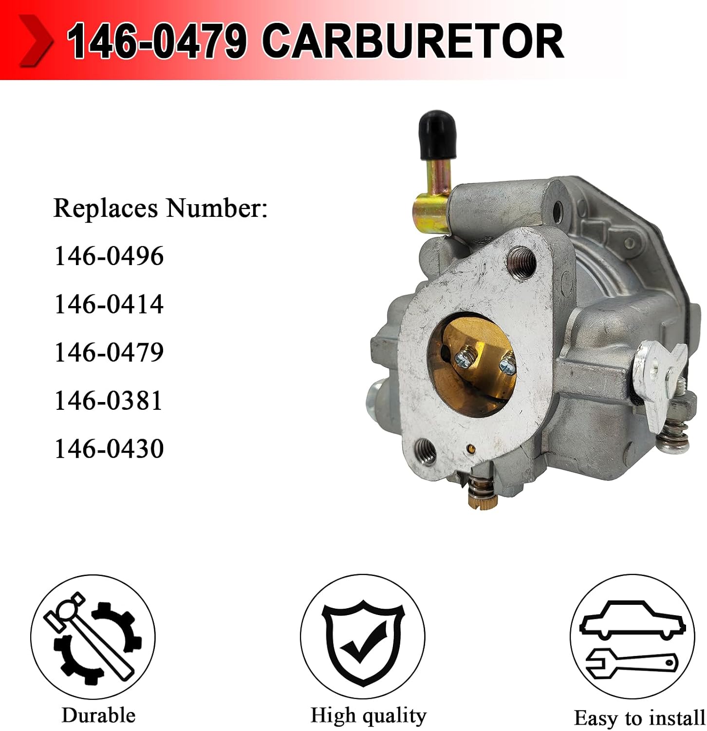 146-0479 Carburetor Carb Compatible with ONAN NOS B48G B48M P216G P218G P220G Miller Bobcat 225G, Replace 146-0496 146-0414 146-0479 146-0381 146-0430