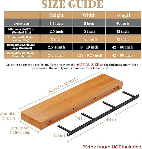 Miniatura 37 de 2 piezas de accesorios flotantes para estantes ocultos, soporte de estante oculto, montaje en pared, soporte de estantes flotantes invisibles