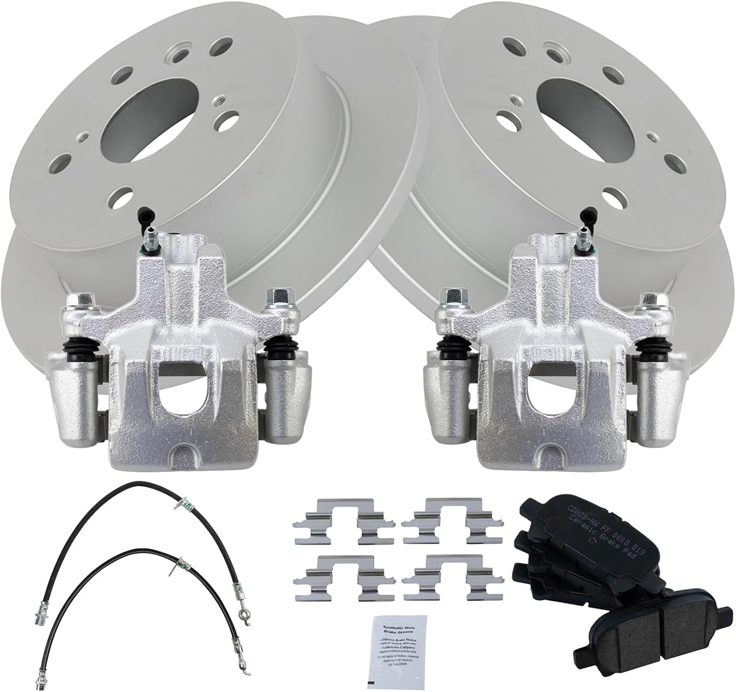 TRQ Rear Brake Pad & Rotor Kit Ceramic Premium G-Coated Compatible with 2005 Toyota Avalon
