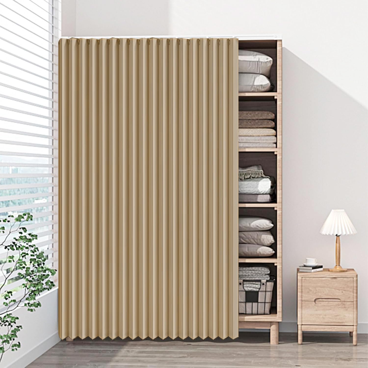 DSSHENGDS multi-functional sliding curtains, suitable for cabinets without doors, washing machines, and wardrobes.-Brown- W70cmxH90cm