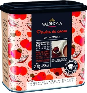 Valrhona 100% Pure Dutch Processed Cocoa Powder 8.82oz - Premium Unsweetened Cocoa for Baking & Drinks