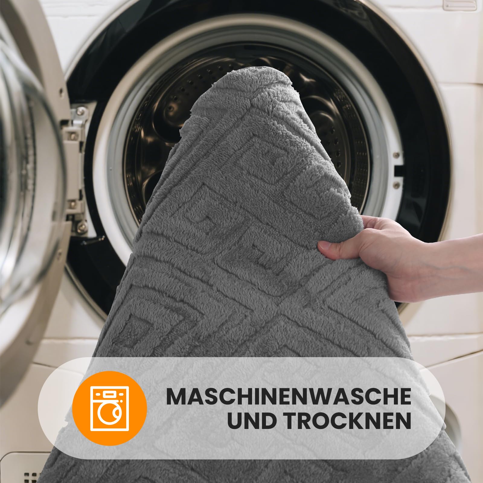 HOMELUX 2BF Lot de 2 Tapis de Bain Antidérapants - Doux et Moelleux, Gris | 40 x 50 cm (forme en U) + 50 x 80 cm (rectangulaire), absorbant l'eau, pour la salle de bain, lavable en machine