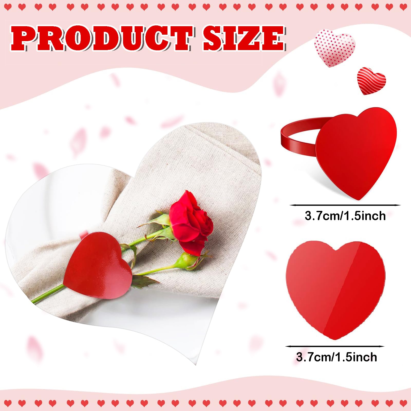 12 PCS Valentines Napkin Rings Red Wedding Napkin Clips Holders Buckles Pins Serving Napkin Holder Accessories Fit Valentines Wedding - Image 3