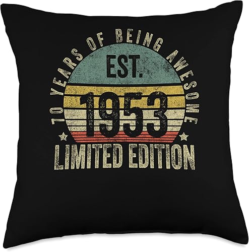 Retro Est 1953 Limited Edition Born in Gifts Vintage 70 Year Old Est 1953 Edición Limitada 70 Cumpleaños, 18 x 18 pulgadas, Multicolor