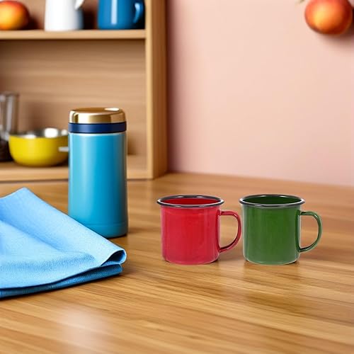 Miniatura 5 de Juego de tazas de agua de café retro para té, tazas de esmalte vintage, juego de 4 tazas de esmalte