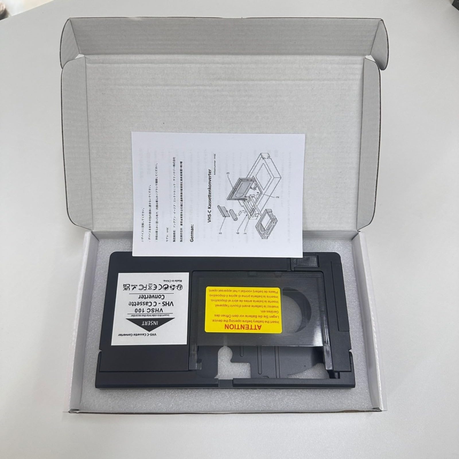Para VHS-C a adaptador VHS, funciona con pilas, convertidor de casete para VHS-C a para grabadora de vídeo VHS, adaptador de conversión compacto para reproducir fácilmente viejas grabaciones de