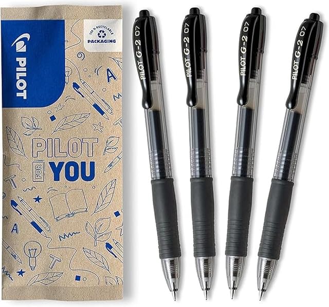 Pilot FLW538745 Długopisy Żelowe, Czarny, 0.7 mm / 4 sztuki