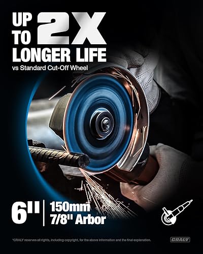 Miniatura 2 de CRALY Ruedas de corte de 6 pulgadas para cortar metal y acero inoxidable, disco de corte de metal ultrafino de grado profesional para amoladora