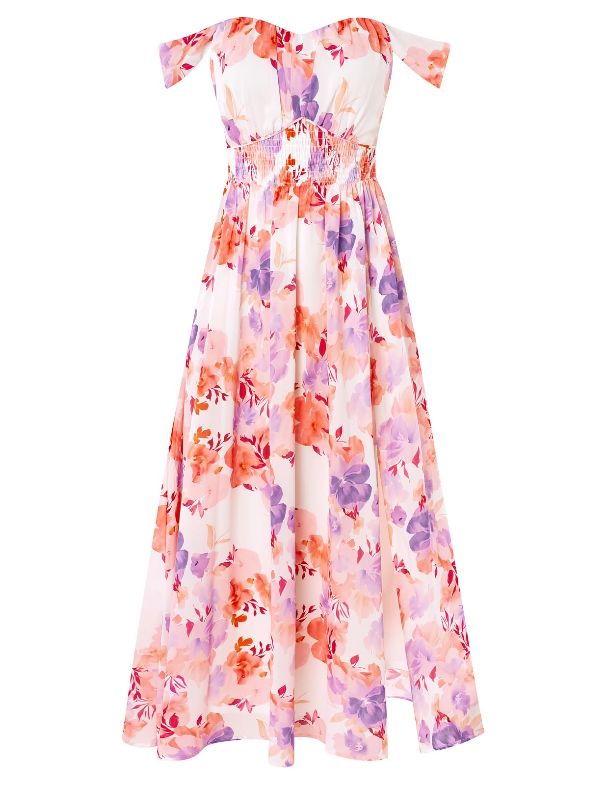 GRACE KARIN 2026 Women's Summer Floral Wedding Guest Dress,Beach Flowy A Line Maxi Off Shoulder Bridesmaid Dresses