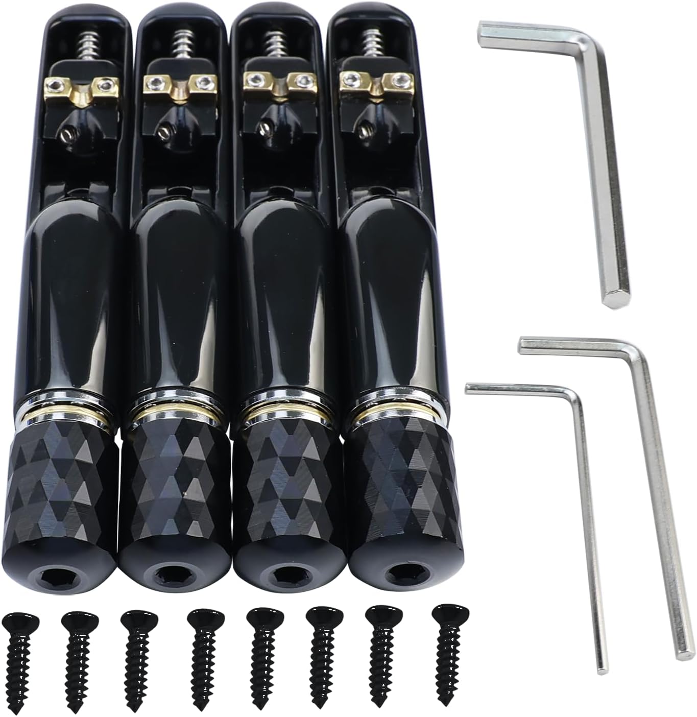 Pack of 4 Individual Single Tubular Fixed Bridge 4 String Electric Bass Bridge for Headless 4-string Bass Replacement Parts （Conductive Black）