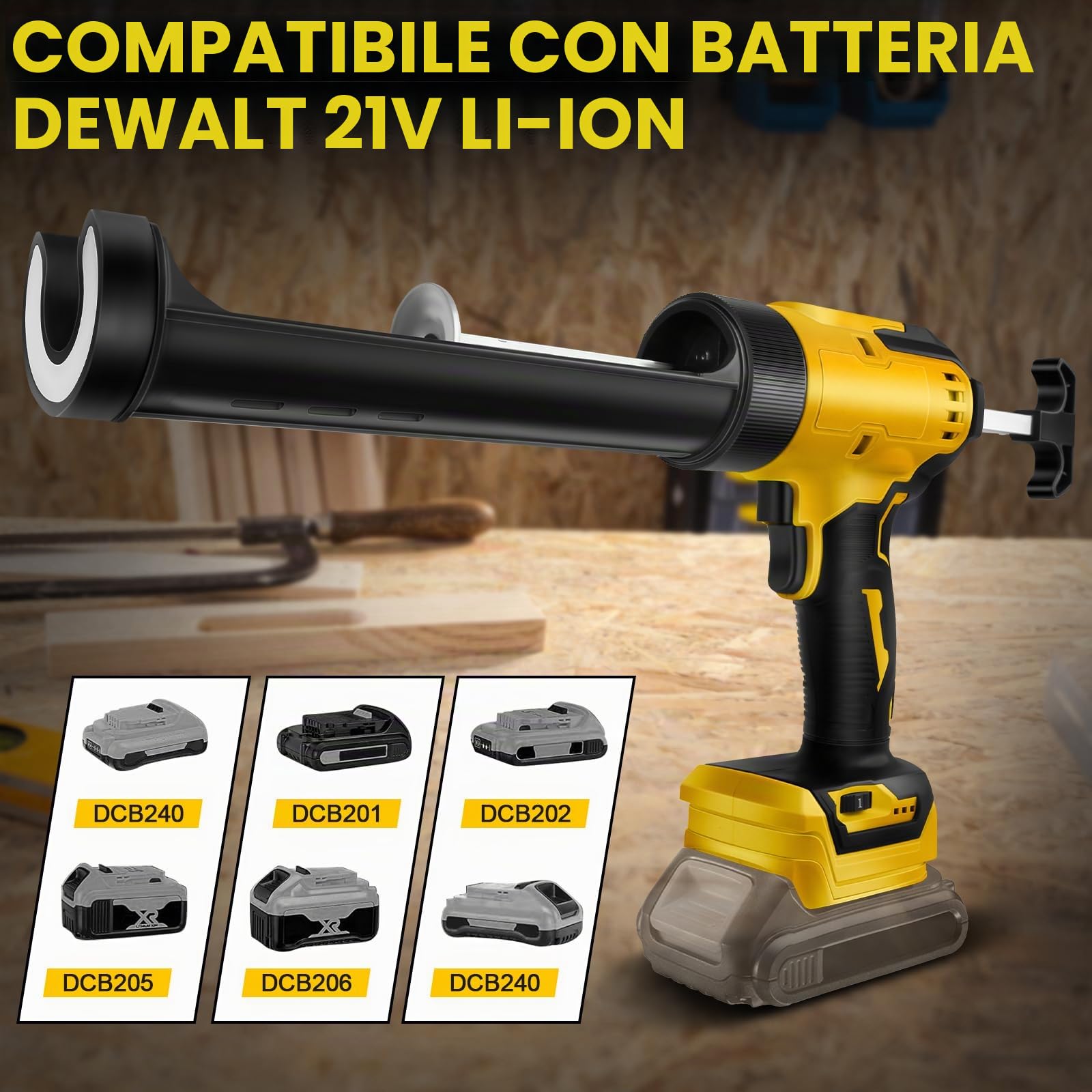 Pistola sigillante a batteria con LED per Dewalt 21V (senza batteria)