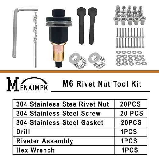 Kit de remachadora de tuercas, juego de 64 piezas, acero inoxidable miniatura 9