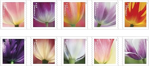 Miniatura 4 de Sello postal de primera clase Tulip Blossom Forever 2023 (tira de 10 unidades) Y, Varios colores