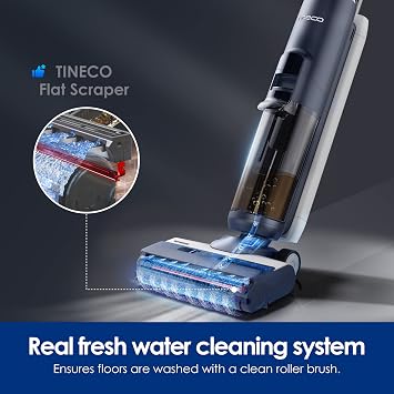 Tineco Floor ONE S5 Smart Wed Wet Dry Vacuum Cleaner and Mop for Hard Floors، Display Digital، Long Run Time، Great for Sticky Messes and Pet Hair، Space-Saving Design، Blue