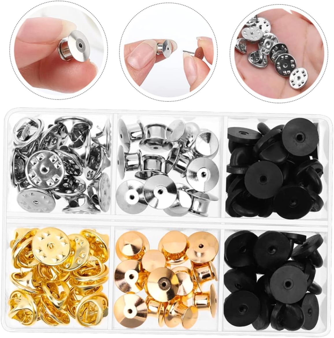 Brooch Back Pin Clasp Lightweight Safety Locking Clutch for Enamel Jewelry Making Tie Tacks and Crafts Easy to Use and Portable