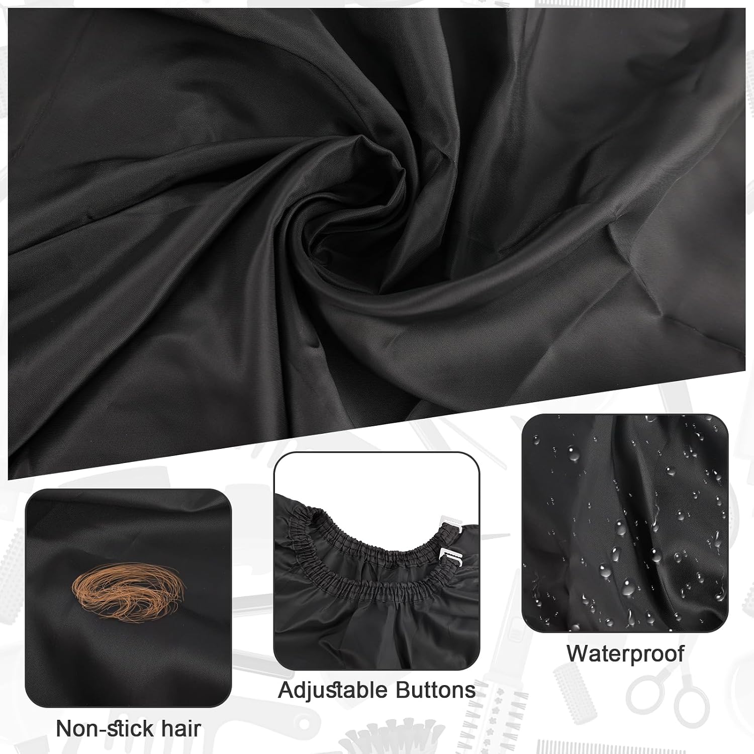 NICEMOVIC Hair Cutting Barber Cape with Neck Duster Brush and Barber Brush, Professional Barber Accessories Cleaning Supplies for Salon Haircut Styling (Black)