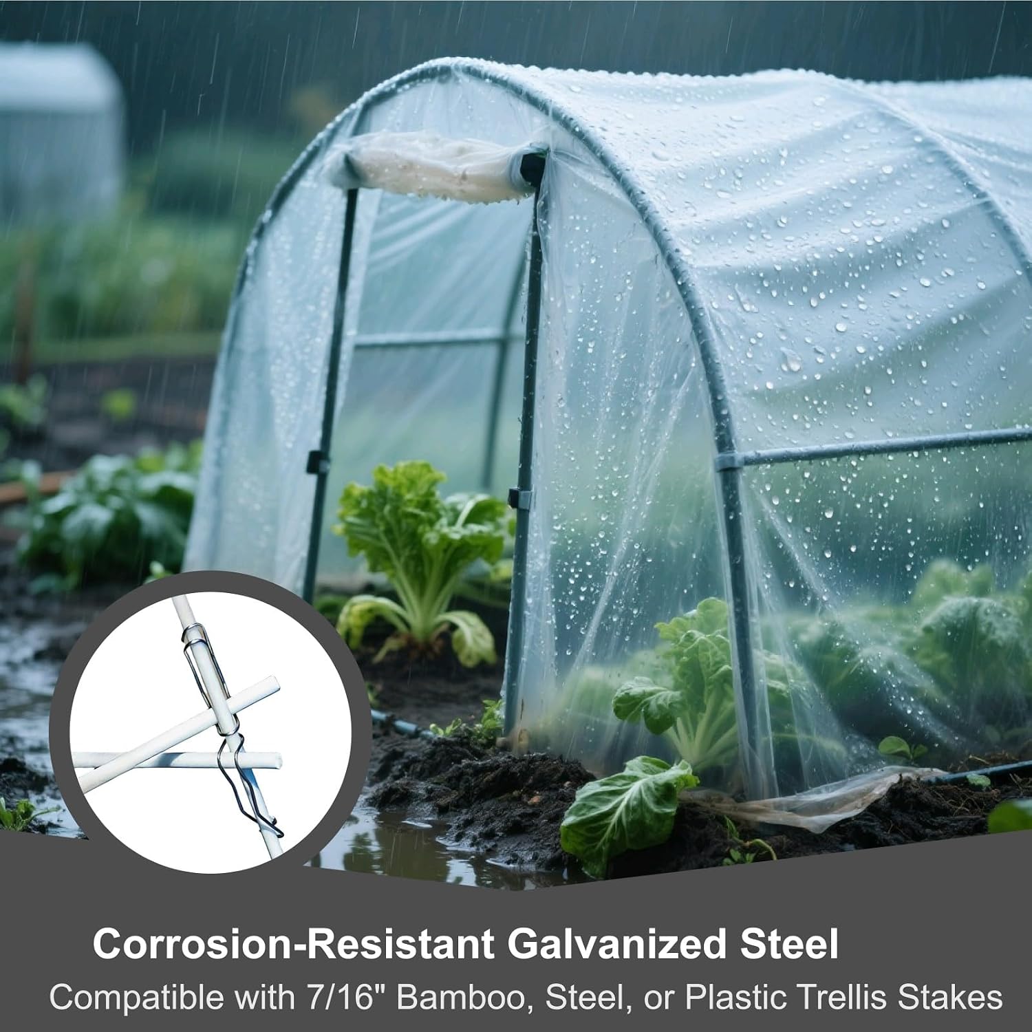 20PCS Connecting Buckles for Bamboo Trellis Reusable Garden Connectors and Support Clips for Plant Stakes Climbing Plants Tomato Cucumber Vegetable Supports Outdoor Netting 7/16 Inch 11mm image 4