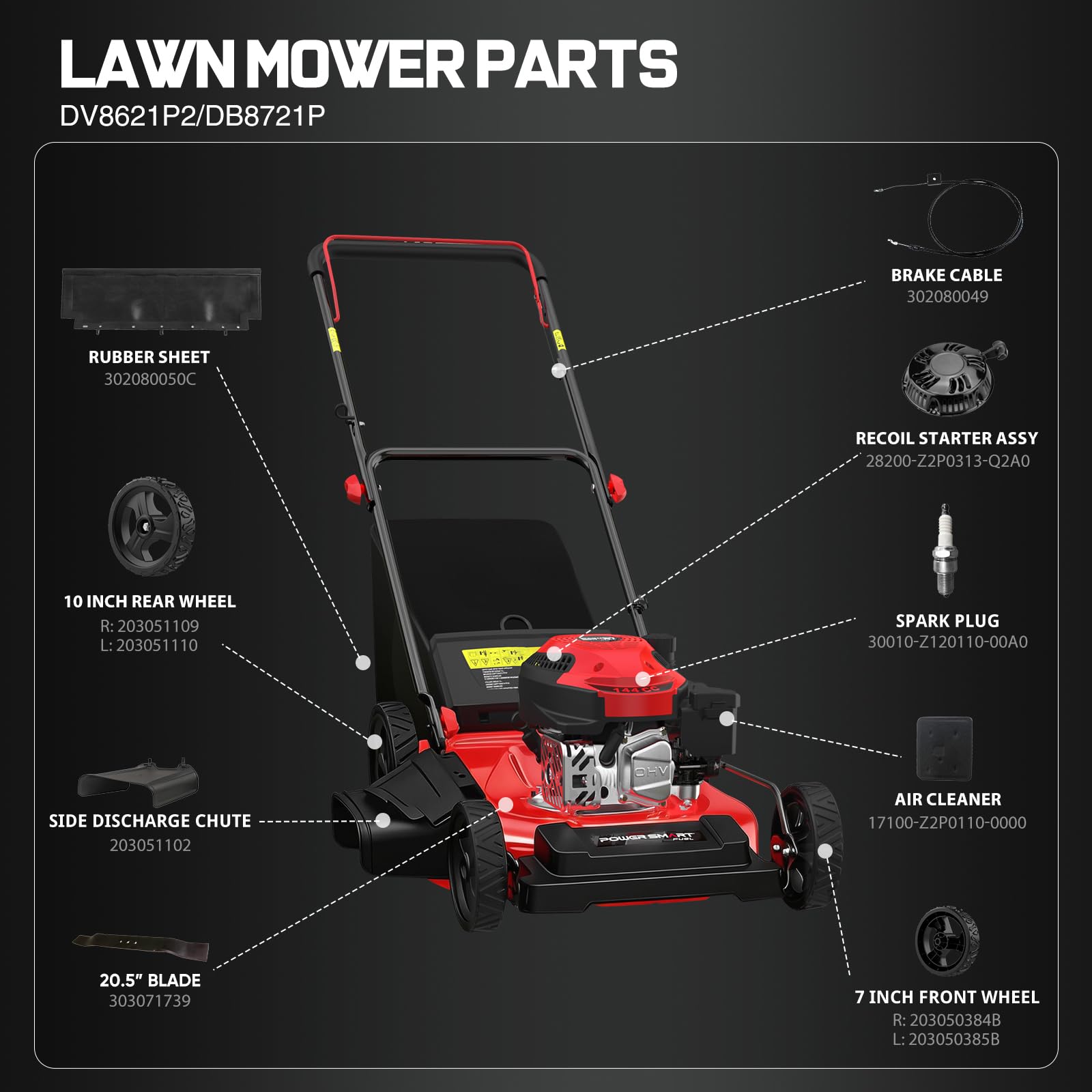 PowerSmart EasyCut 18-Inch Gas Lawn Mower, 144cc 4-Cycle Engine, Walk-Behind Push Lawn Mower, Side Discharge, 5-Position Height Adjustment, Ideal for Small Yards product image 17