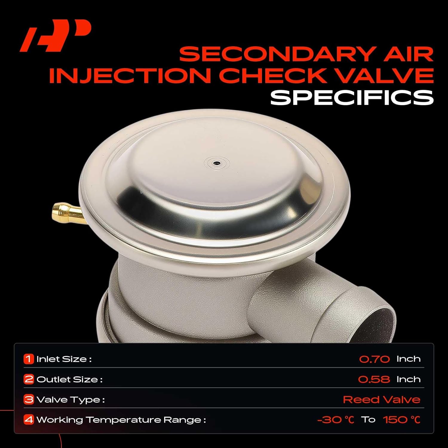 A-Premium Secondary Air Injection Check Valve Compatible with Volkswagen Passat 2000-2005 & Audi A4 2001-2006, A4 Quattro 2001-2005, S6/S7 2013-2016, Air Pump Check Control Valve with Gasket