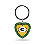 Rico Industries NFL Green Bay Packers NFL Rhinestone Heart Colored Keychain, Green, 3-inches in length