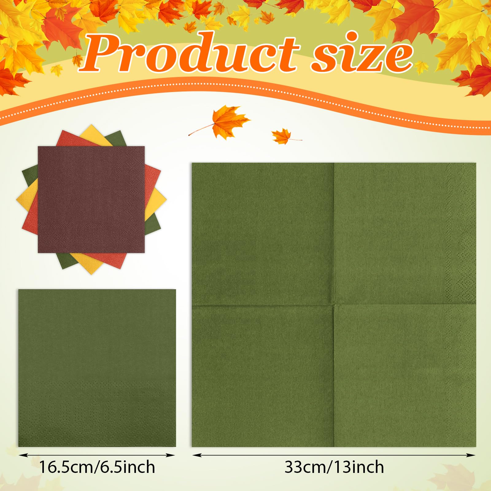 120 servilletas de papel de Acción de Gracias y otoño, servilletas de color naranja y amarillo, desechables para cosecha de otoño, suministros de fiesta, servilletas de cena de Navidad
