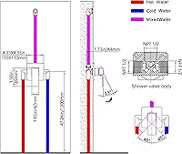 Vista 3 de SKOWLL Kit de Válvula de Ducha Oro Cepillado Kit de Ajuste de Válvula de Mango de Ducha, Montaje en Pared Función Única Kit de Válvula de Control