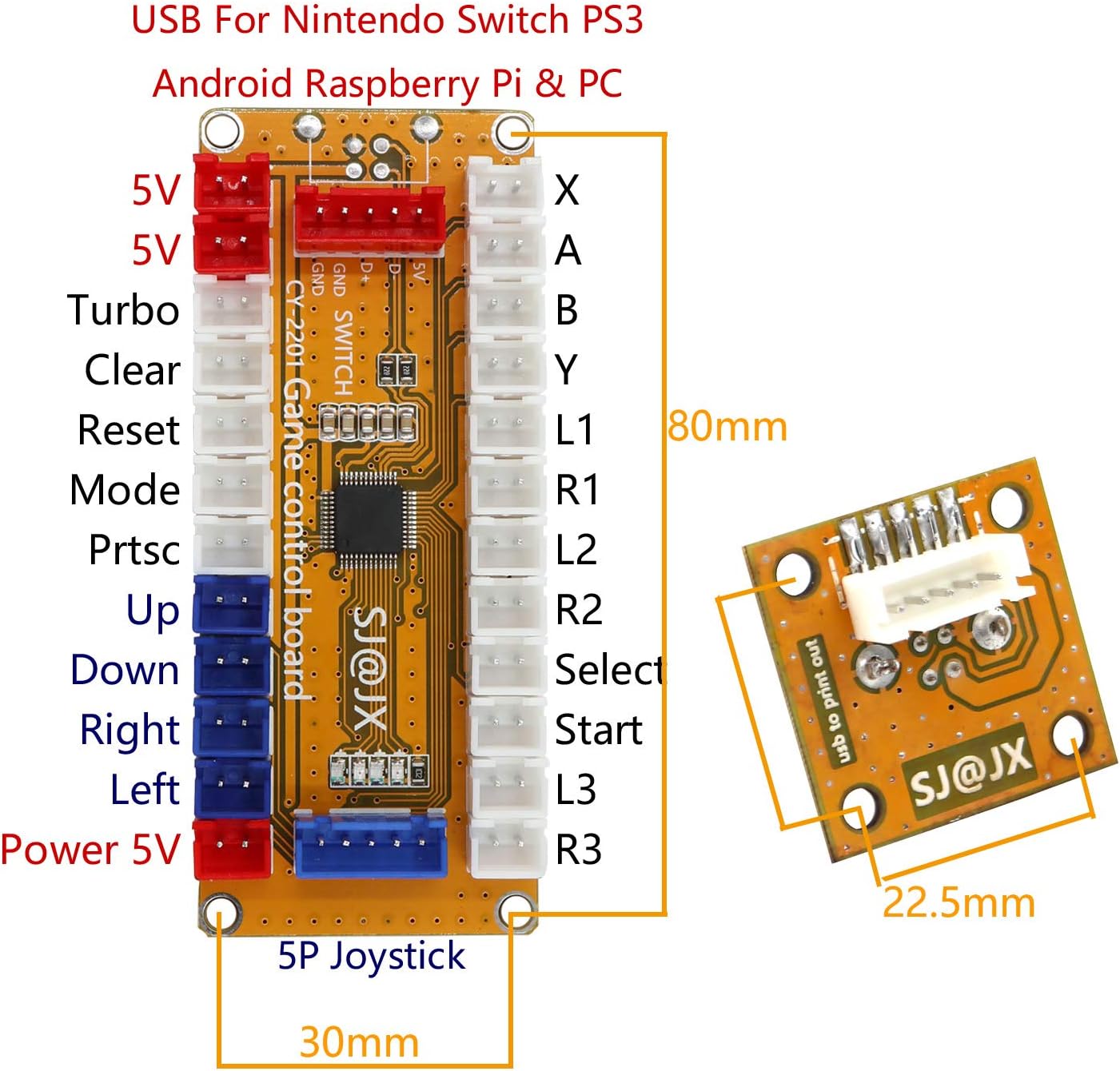 Arcade Game USB Encoder Zero Delay 2 Player Gamepad LED Button Joystick Controller for Nintendo Switch PC PS3 Retropie Raspberry Pi MAME