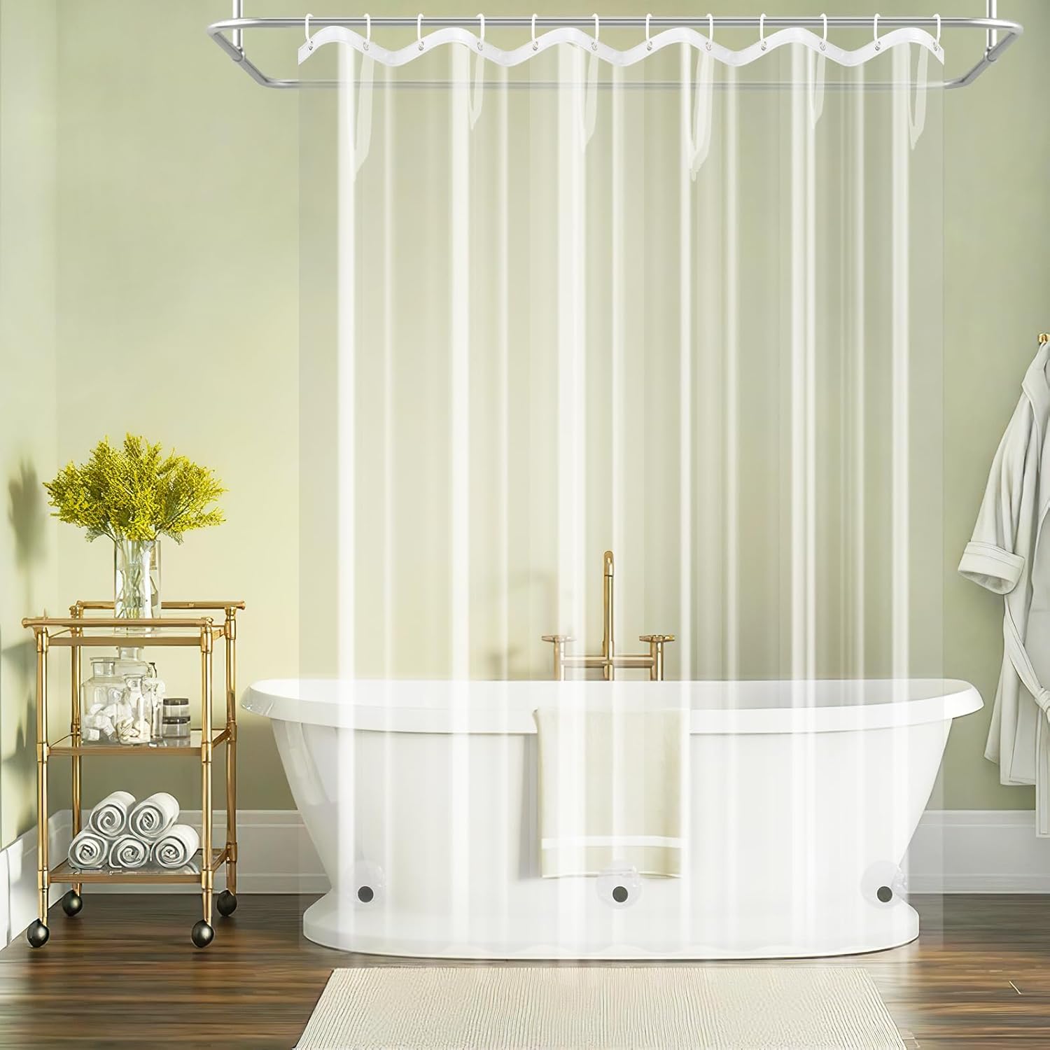 Amazon.com: Seenus Waterproof Clear Shower Curtain Liner with 3 Large ...