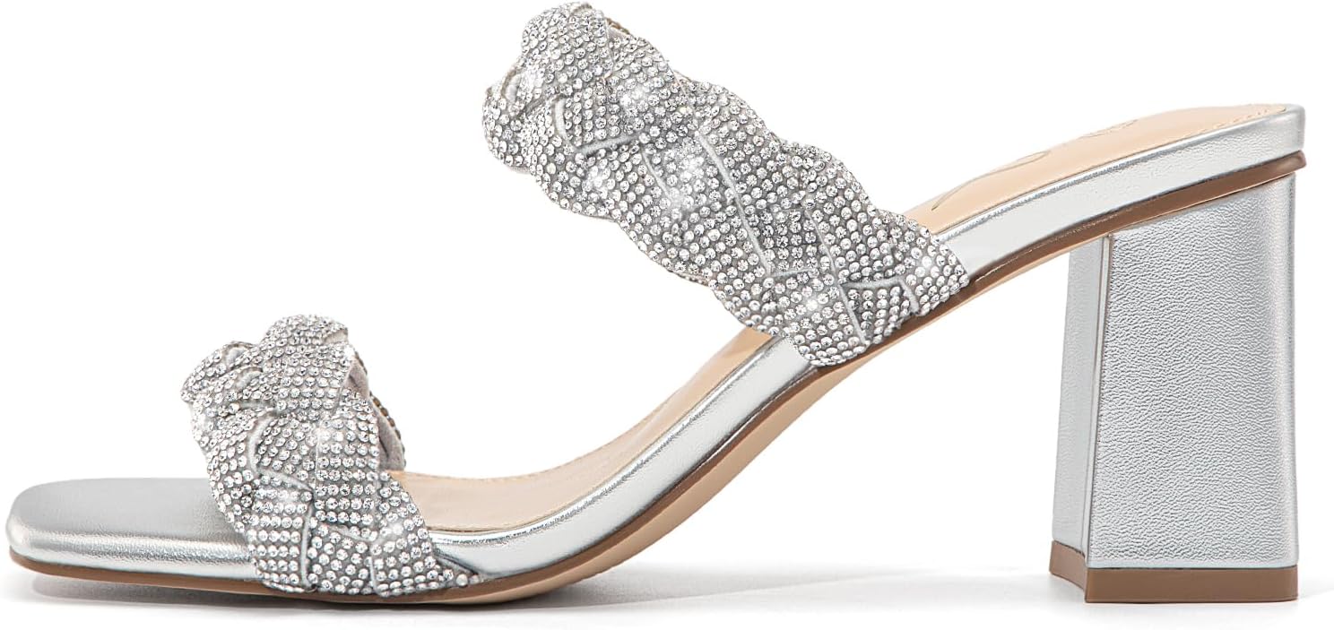 Athlefit Women's Braided Heeled Sandals Summer Square Open Toe Chunky Block Heels - Image 6