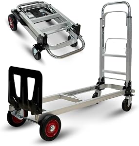 Folding Hand Truck, 400 LBS Capacity, 2-in-1 Convertible Utility Dolly & Platform Cart, Aluminum Alloy & Carbon Steel, 360° Swivel Wheels, Silver