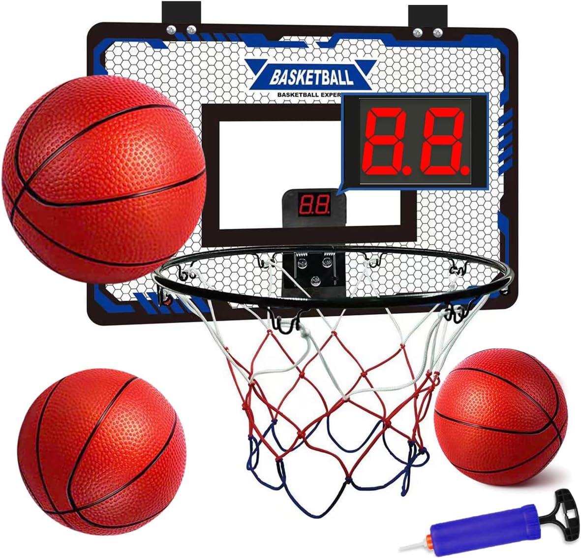 TOCHANGE Indoor Mini Basketball Hoop Set for Kids Door Basketball Hoops for Room&Wall Mounted