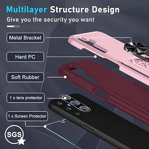 Miniatura 73 de Janmitta Funda compatible con Samsung Galaxy A14 5G con protector de pantalla + protector de lente de cámara, funda resistente de cuerpo completo