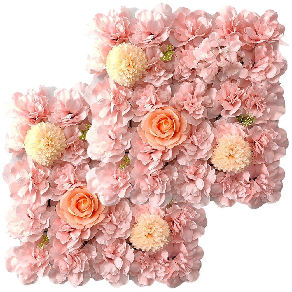 Panneaux muraux de fleurs artificielles lot de 2 hortensia et rose décor floral 3D