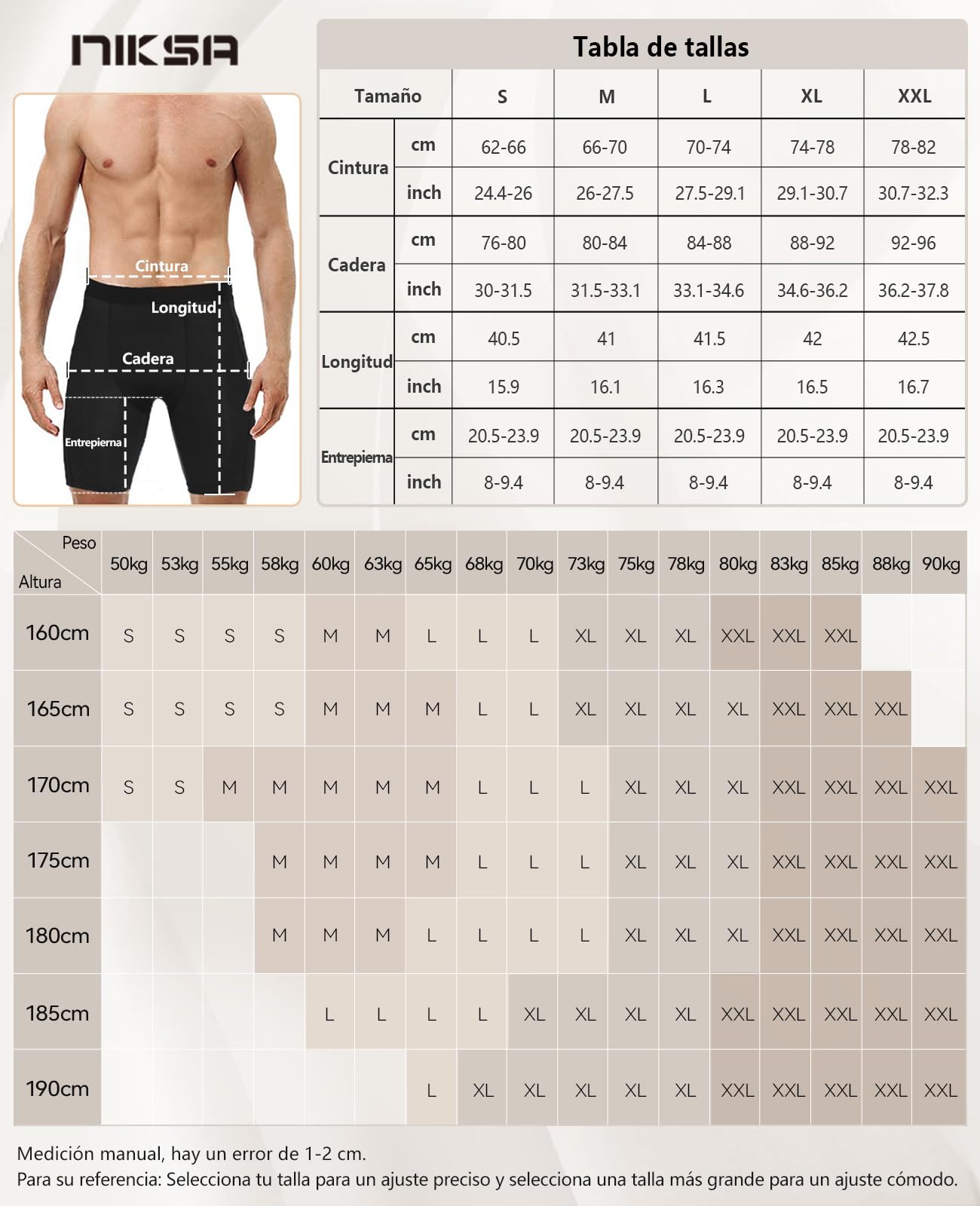 Niksa Mallas Cortas Running Hombre Pantalones Cortos de Compresión para Deporte