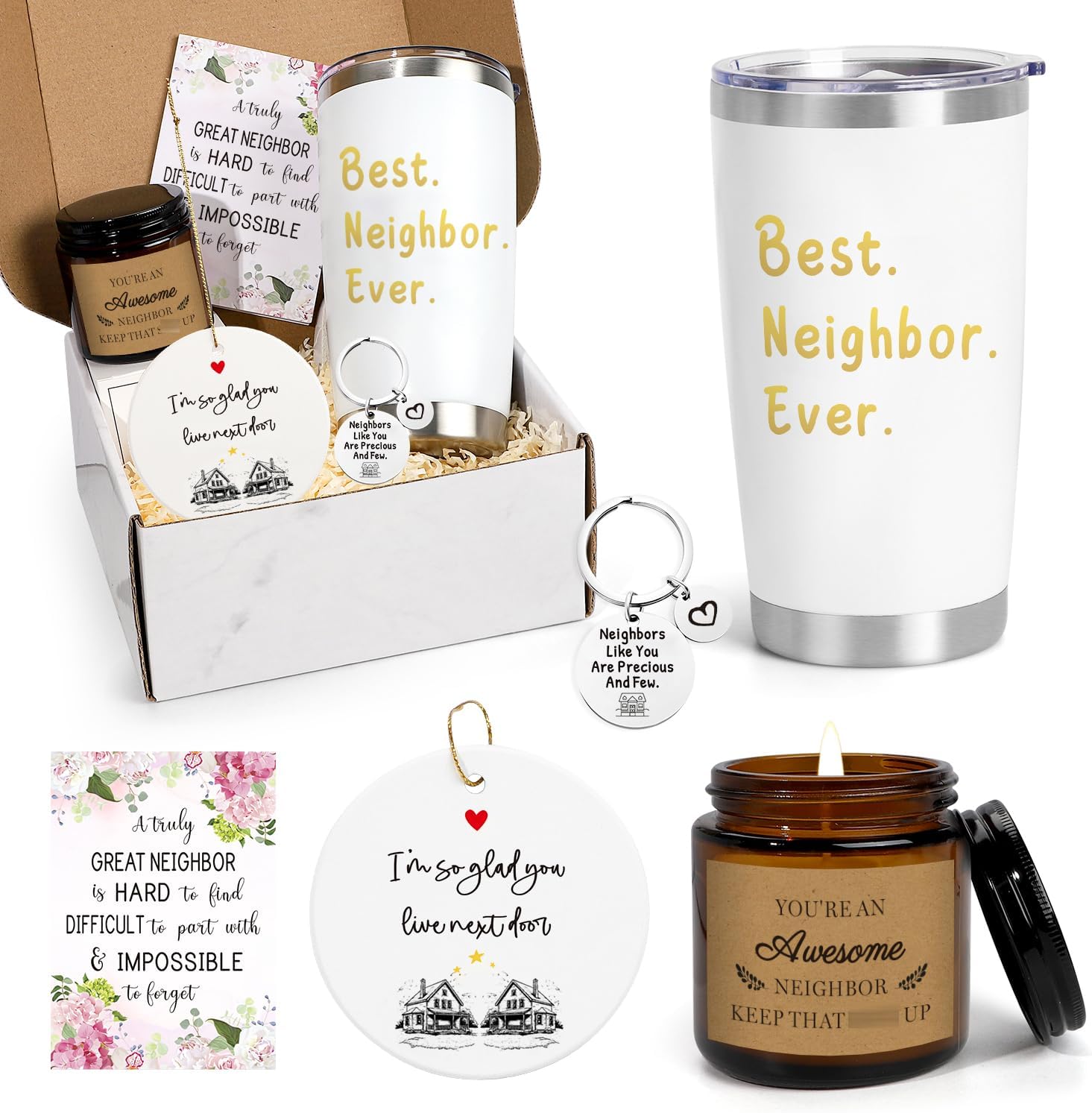 UAREHIBY Neighbor Gifts, Birthday Gift for Friends, Funny Christmas Gift for Neighborhood, Housewarming New Ideas Gifting for Women Friends,Neighbors Friendship Gifts with Christmas Tree Decoration