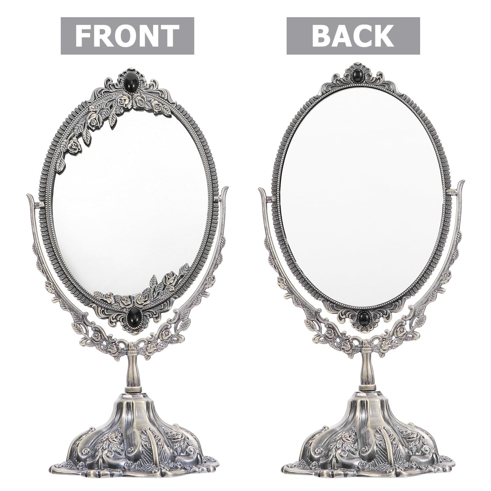 BESPORTBLE Espejo de Maquillaje Giratorio con Soporte de Metal, Sobremesa