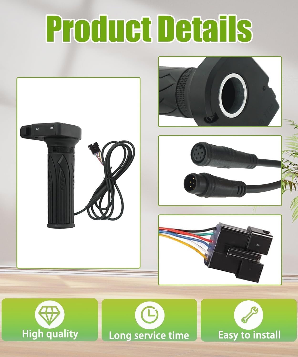 48V Throttle Display Accelerator Grip with Cruise Control Button Fits for Jetson Haze Folding Ebike and dyu Y16 Electric Bicycle 6 (Pins)