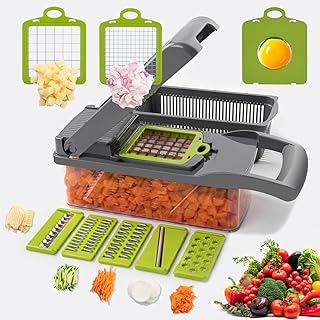 Kitchen Vegetable Chopper Onion Chopper Including 7 Blades, Food Chopper Veggie Chopper with Vegetable Peeler, Hand Guard ...