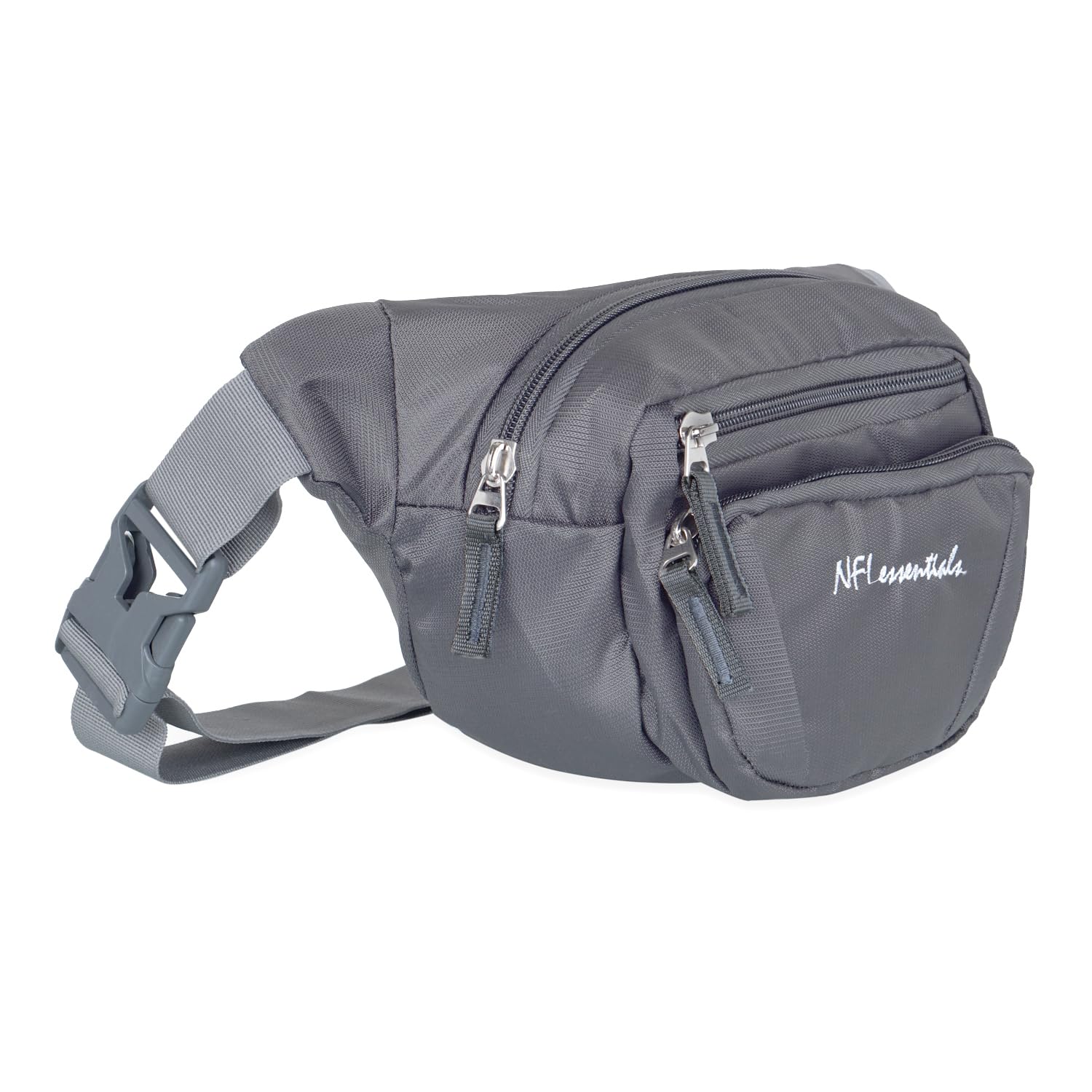 NFI essentialsWaist Bag Travel Handy Hiking Zip Camera Pouch Money Phone Belt Sport Bag Bum Multipurpose Belt Bag for Men and Women Polyester Waist Pack Fanny Pack Mobile (Grey)