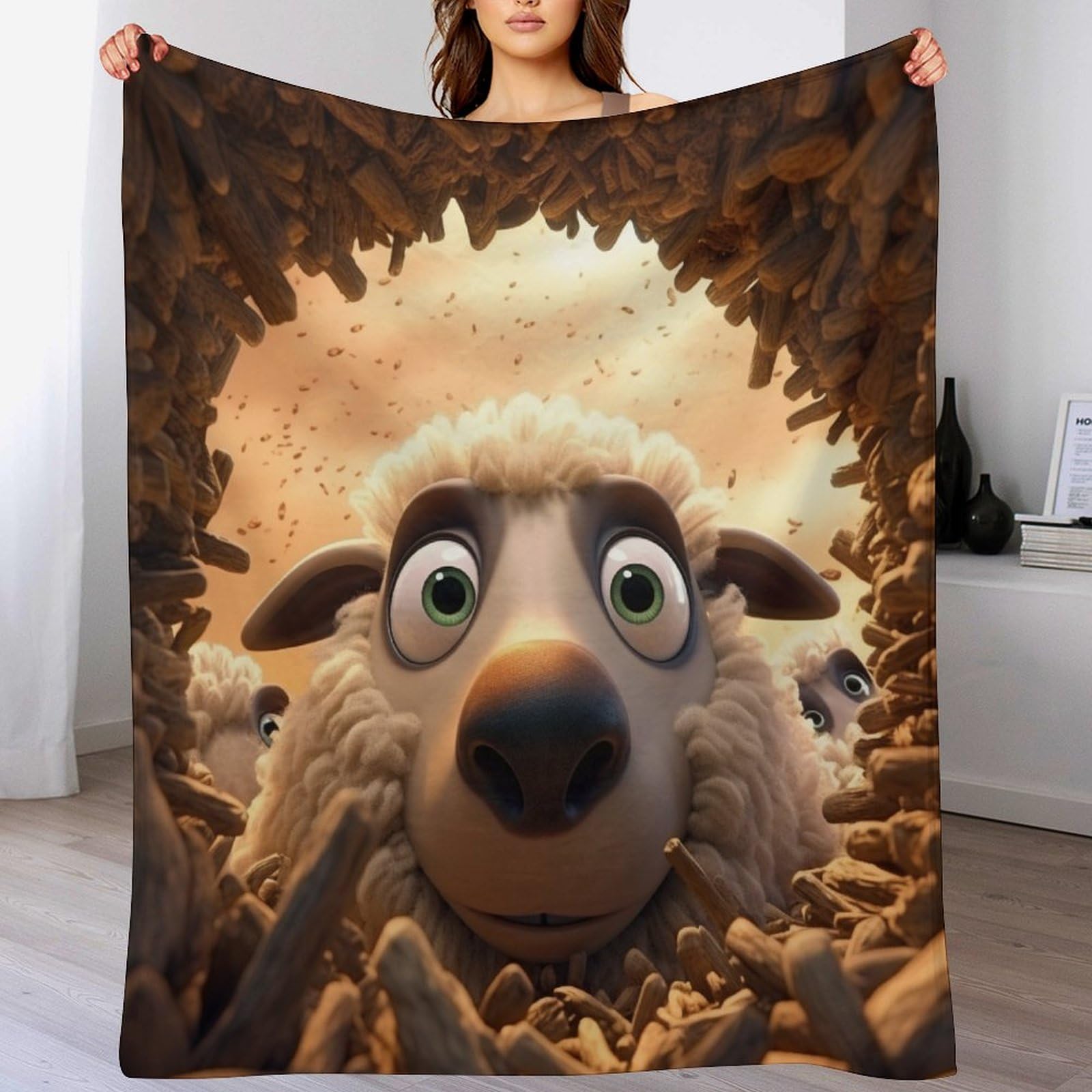 Couverture mouton motif mignon en flannel, le cadeau idéal pour enfants et adultes
