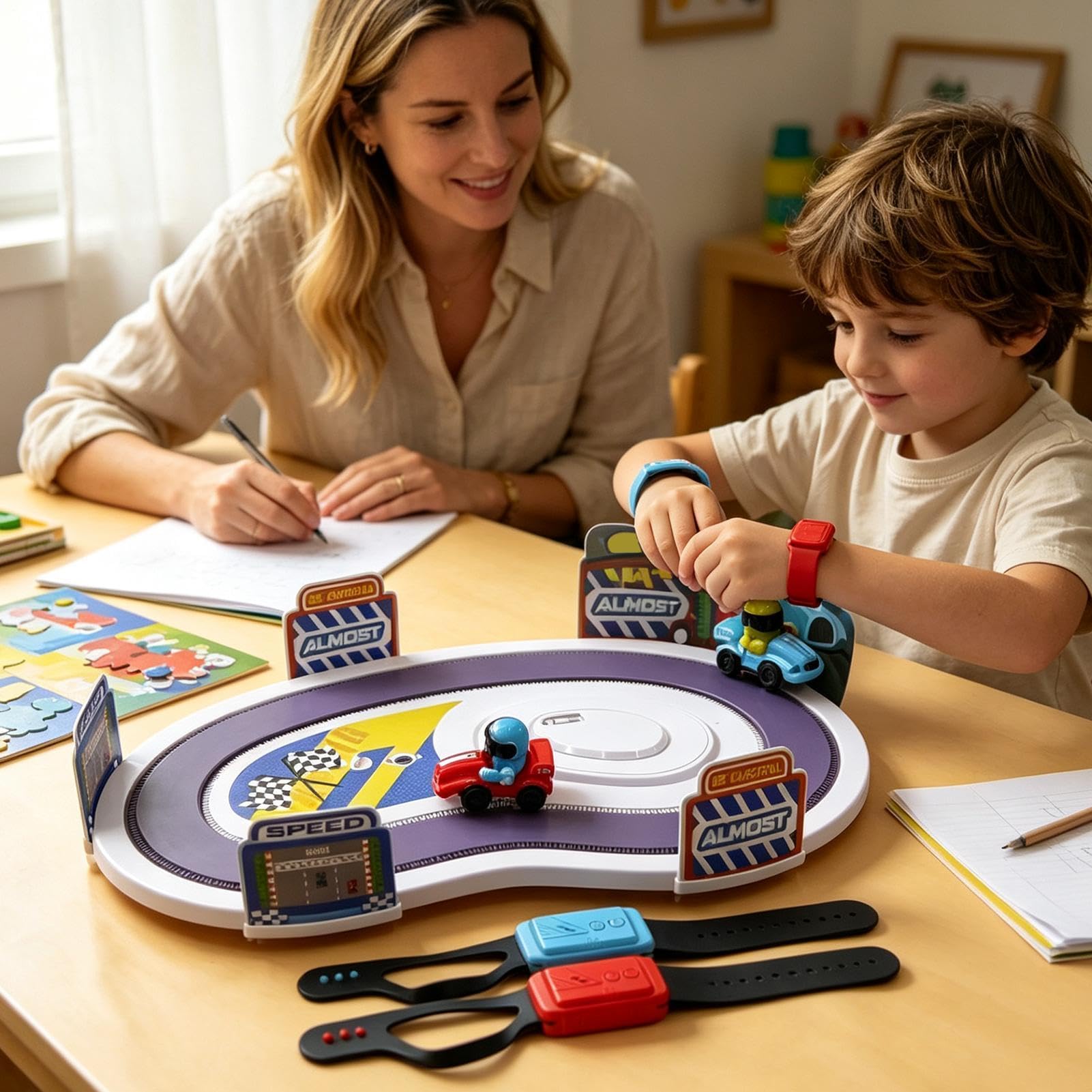 Juego de Carreras Inalámbrico con Detección por Movimiento Juguete | Juego De Mesa Con Carreras En Pista Para Niños Adultos Familia Escuela Aula Vacaciones Cumpleaño