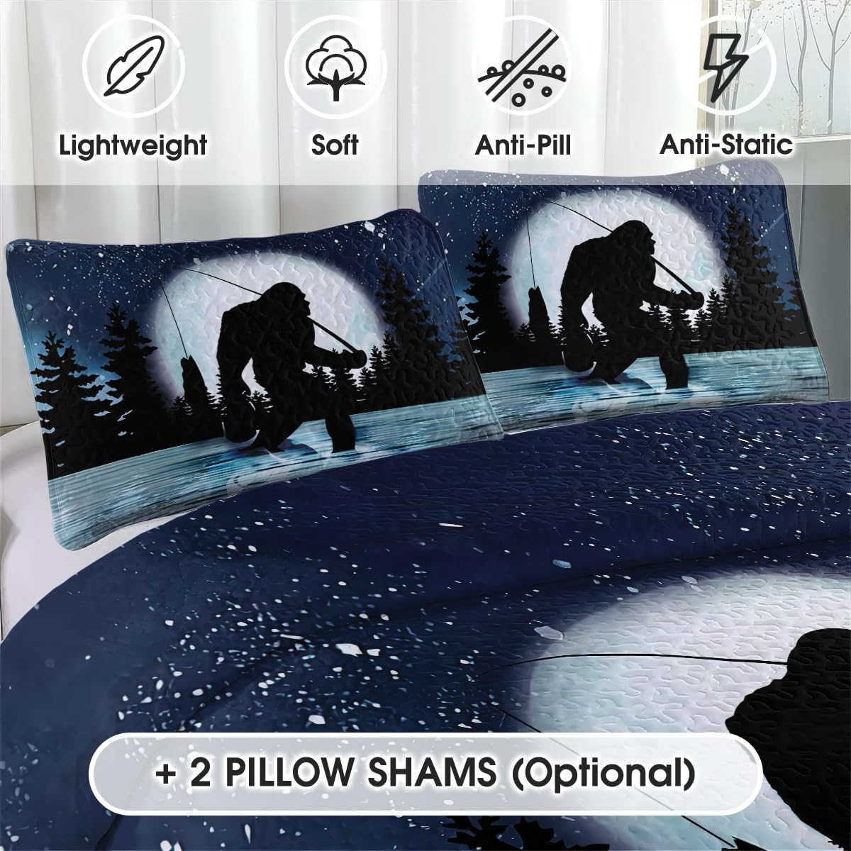 Personalized Bigfoot and Into The Forest I Go to Lose My Mind and Find My Soul Quilt Set - Bigfoot Sheets Bed Set Twin Queen for Children Adult Teens Girls Boys (Bigfoot Quilt Set 17)