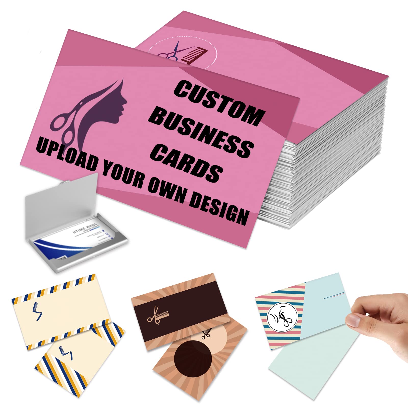 EAQ Business Cards Personalised, Personalised Business Cards with Logo/Text Double Sided Print Business Cards Waterproof 300gms for Company, Small Business