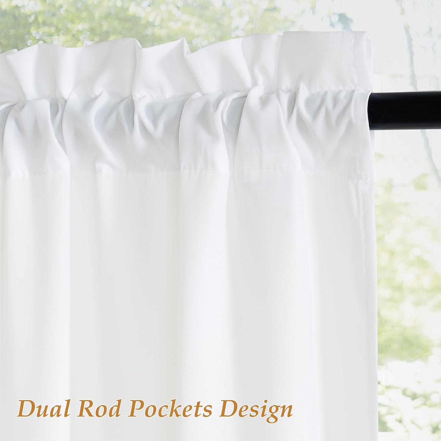 RYB HOME Swag Curtain Valance for Kitchen Bathroom, Non See Through Privacy Light Filtering Topper Tiers for Small Windows, Short White Semi Sheer Curtains 36 inches Long, 36" W x 63" L, 2 Panels Set