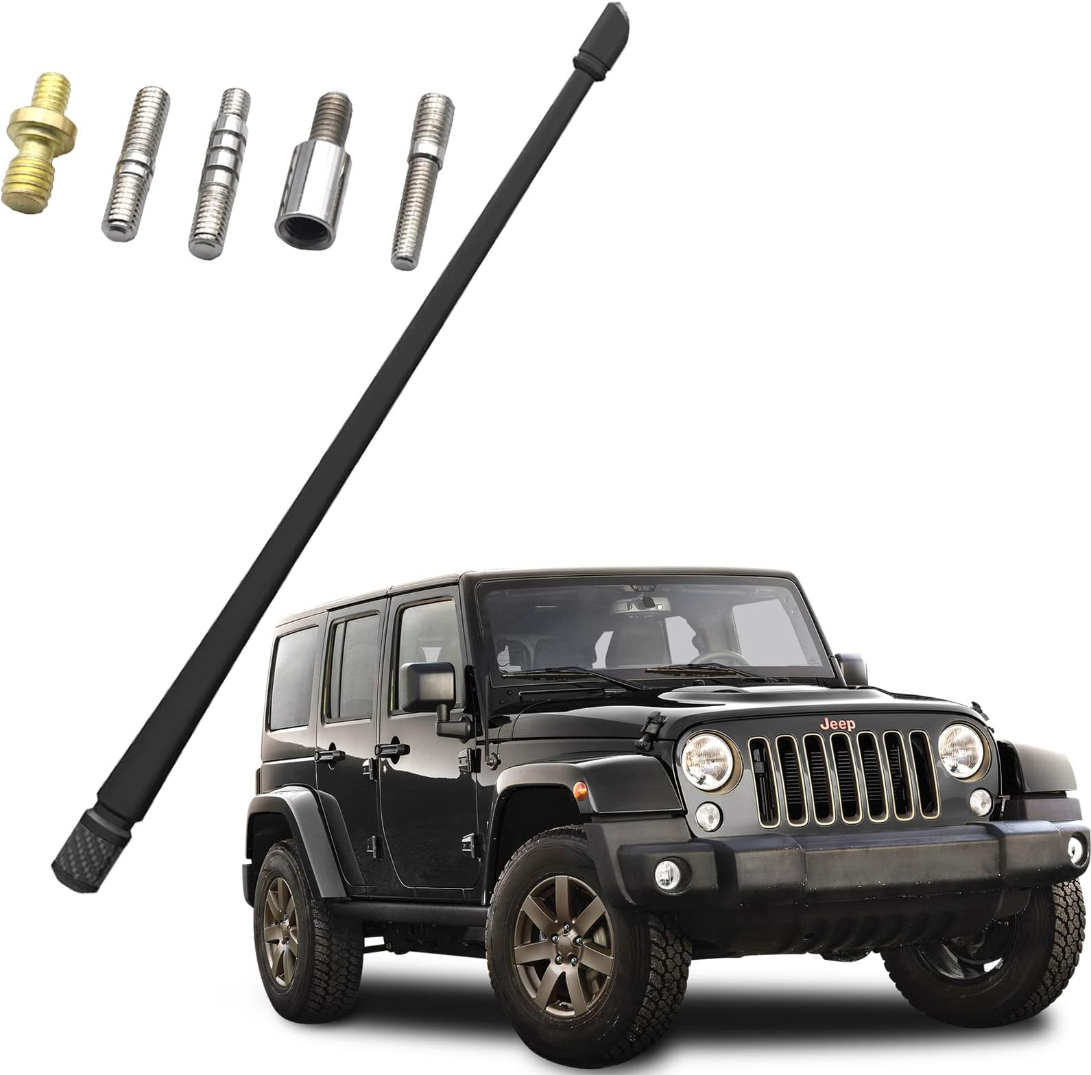 13 Inch Antenna Compatible with Jeep Wrangler JK JKU JL JLU Rubicon Sahara (2007-2023) Jeep Antenna Replacement Upgrade for AM/FM Radio Reception Radio Antenna Jeep Wrangler Antenna Jeep Accessories